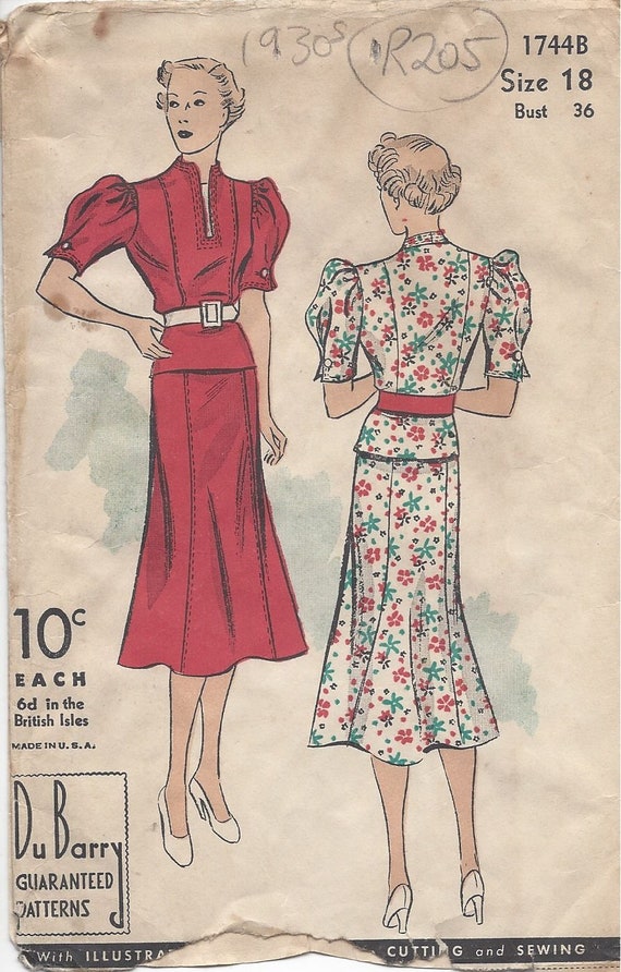 1930s Vintage Sewing Pattern B36
