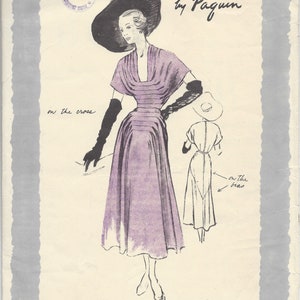 1949 Vintage VOGUE Sewing Pattern DRESS B32in (1262) By Paquin for  Vogue 1057