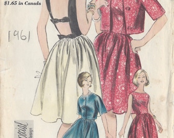 Patrón de costura vintage de VOGUE de 1961 para vestido y chaqueta, talla B32" (R345) Vogue 4248