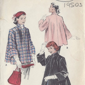 Puede incluir: Un patrón de costura vintage para una chaqueta de mujer. El patrón es de Butterick, talla 12, pecho 76 cm. El patrón es para una chaqueta con cuello y cierre de cremallera. El patrón está impreso en papel y tiene un diseño de cuadros rojo, blanco y azul. El patrón es de la década de 1950.