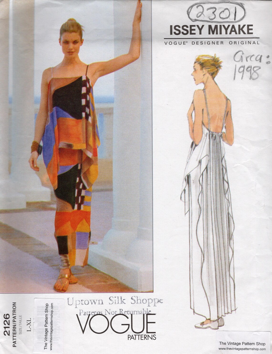 1998 Vintage VOGUE Sewing Pattern DRESS (B38”-40”) (42”-44”) (2301) by ...
