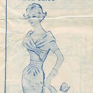 May include: Vintage fashion illustration of a dress pattern. The image features a drawing of a woman in a dress with a shawl collar and low back neckline. The text reads "MODES", "PRICE $2.00", and "1693".