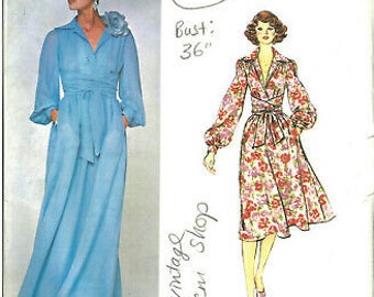 1976 vintage VOGUE Couture Pattern ROBE B36″ (1906) Oscar De La Renta – Vogue 1281