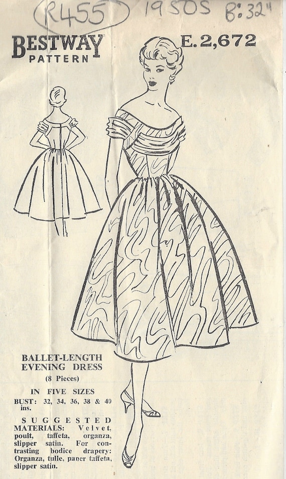 Patron De Couture Vintage Années 1950 - Robe De Mariée, Taille B34, Pièces Non Découpées