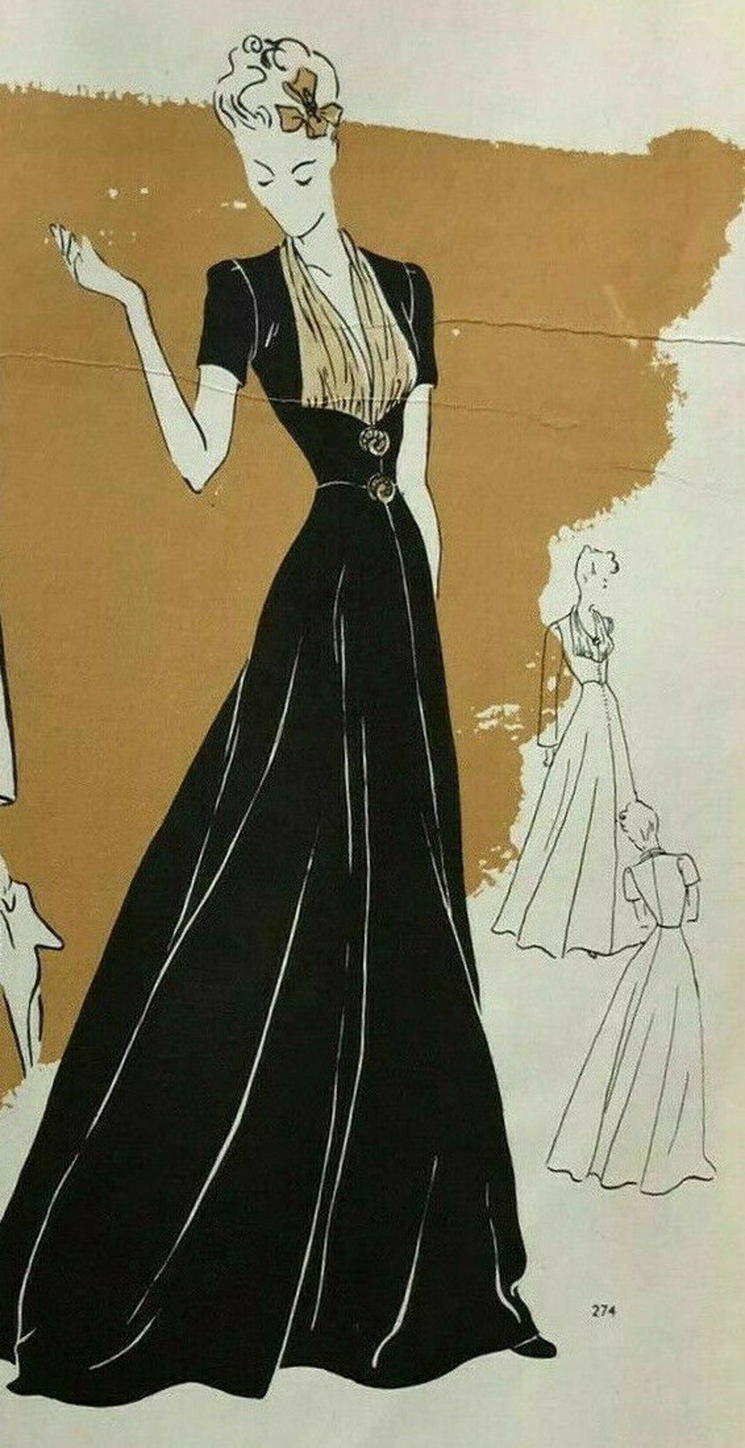 1939 WW2 Vintage VOGUE Sewing Pattern B32″ Dinner EVENING