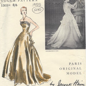 1955 Vintage VOGUE Schnittmuster B34 Kleid ABENDKLEID (1290) Von Jacques Heim Vogue 1305