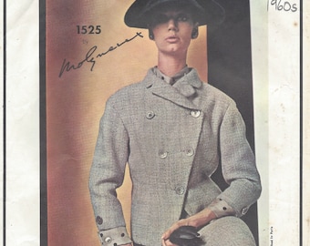 1960s Vintage VOGUE Sewing Pattern B38 Jacket Skirt BLOUSE (1064R) Molyneux VOGUE 1525
