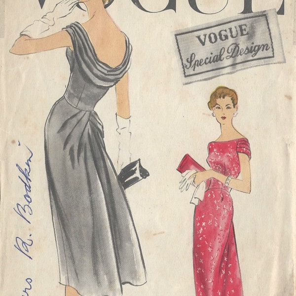 1950s Vintage VOGUE Sewing Pattern B36 DRESS (R849)   VOGUE S-4826