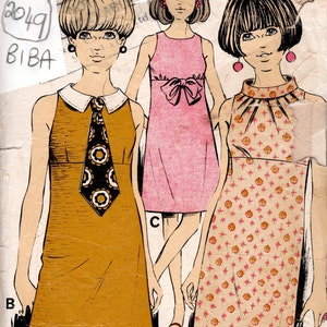 1960s Vintage Sewing Pattern B36in DRESS & TIE (2049)  By Le Roy Weldons 8728 Barbara  Hulanicki (Biba)
