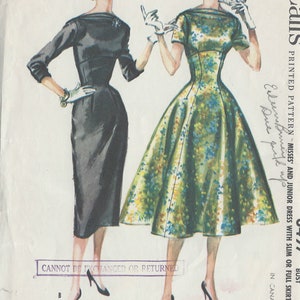 1955 Vintage Sewing Pattern B30" DRESS (R235)    McCalls 3497