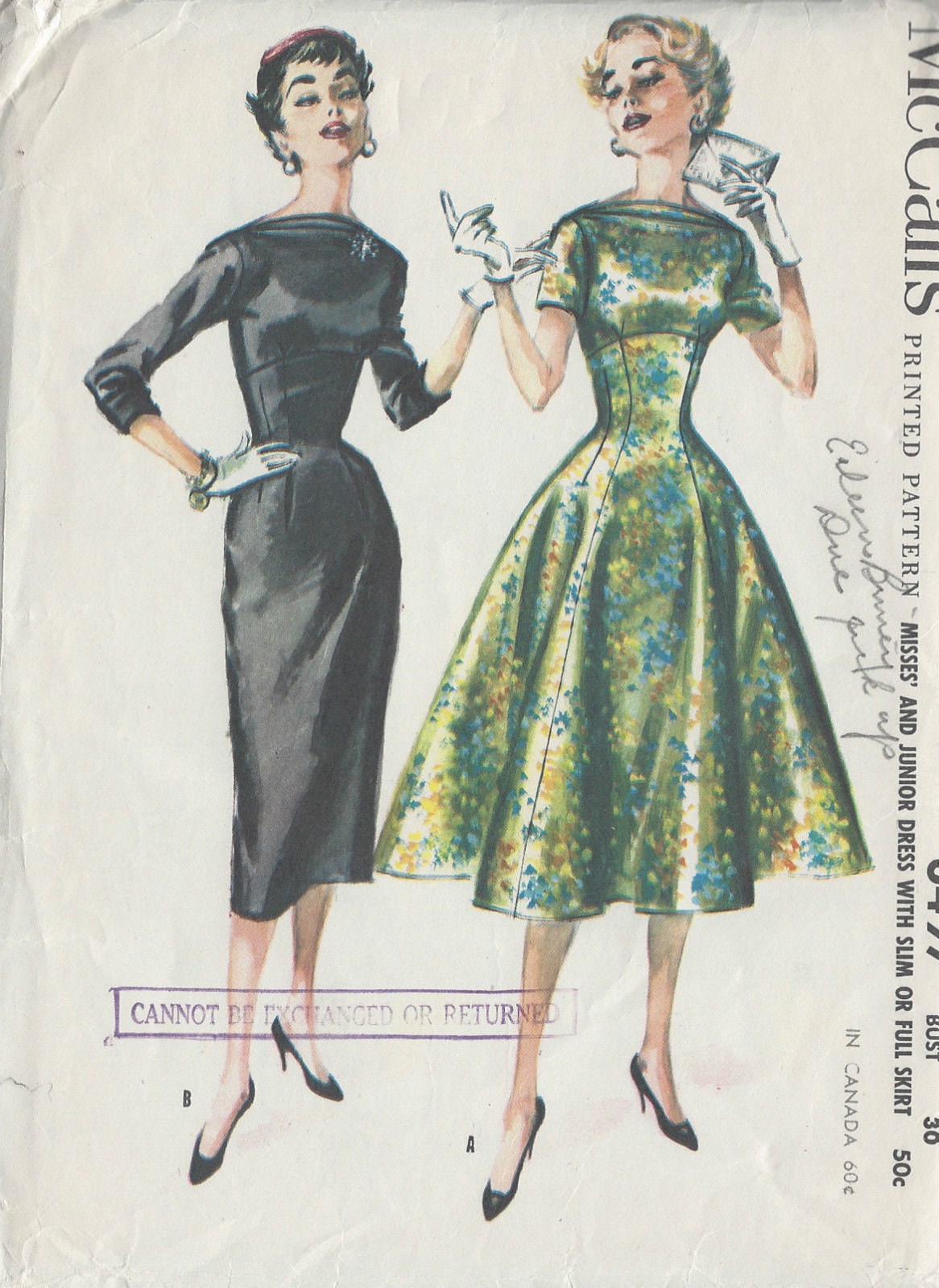 1955 Vintage Sewing Pattern B30 DRESS R235 Mccalls - Etsy