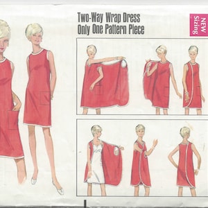 1960s Vintage Sewing Pattern B38 WRAP DRESS LARGE (R837) Butterick 4699