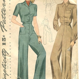 1942 WW2 Vintage Sewing Pattern B34&quot;-W28&quot; TUTA TUTA SLACK (1330) Semplicità 4104