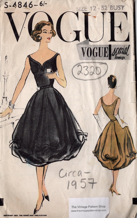 1957 Vintage VOGUE Sewing Pattern B32 DRESS (2320) VOGUE S-4846 - Etsy 1957 Vintage VOGUE Sewing Pattern B32 DRESS (2320) VOGUE S-4846 - Etsy