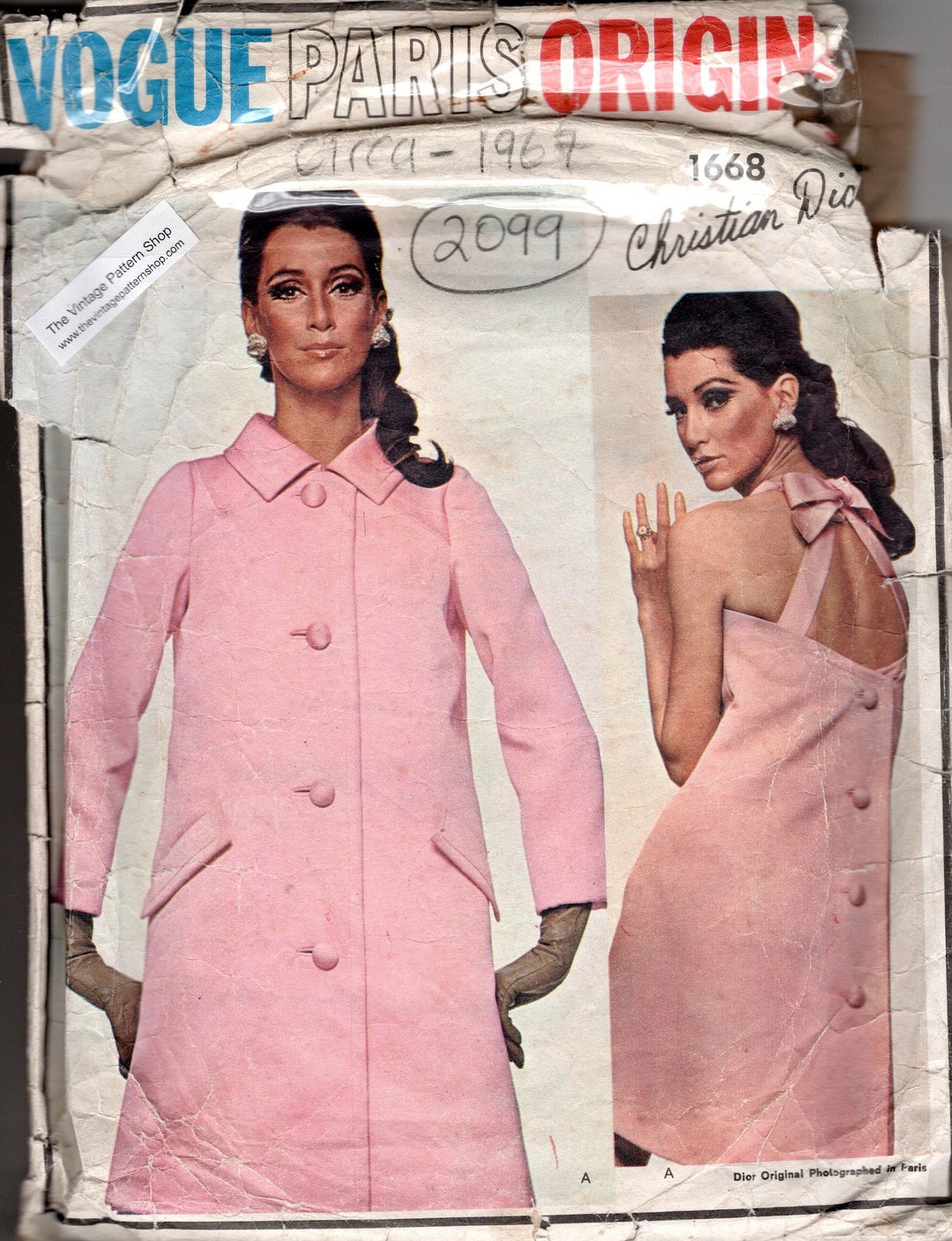 Robe Vintage Vogue 1967 Par Oscar De La Renta - Motif Couture B36 (1165), Neuf, Pièce De Collection !