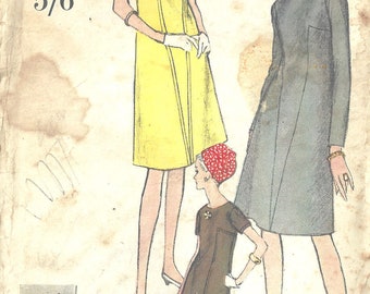 Patrón de costura vintage de VOGUE de los años 60, vestido de 91 cm (1620) de Vogue 6419