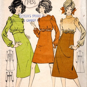 Patrón de costura vintage de la década de 1970 Busto 34&quot; VESTIDO (1936) Le Roy Weldons 8844