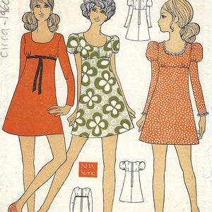 1960s Vintage Sewing Pattern B36″ DRESS (1864) By Le Roy Weldons 8974 Barbara Hulanicki (Biba)