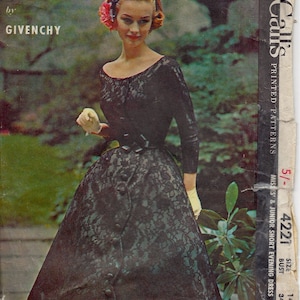 1957 Vintage Sewing Pattern B34 DRESS (R238) By Givenchy for McCalls 4221