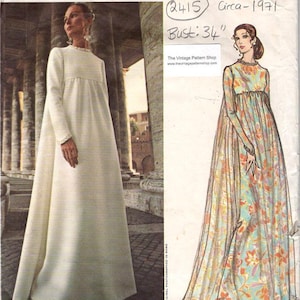 1971 Vintage VOGUE Sewing Pattern B34in EVENING Dress (2415) Fabiani of Italy VOGUE 2537