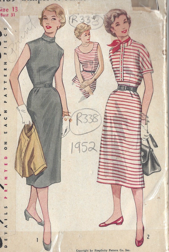 1950s Vintage Sewing Pattern B31 1/2 DRESS, OVERSKIRT & JACKET