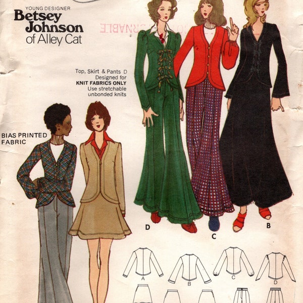 1972 Vintage Sewing Pattern B34″ TOP Skirt Pants (1939) Butterick 6839 -  Betsey Johnson of ALLEY CAT