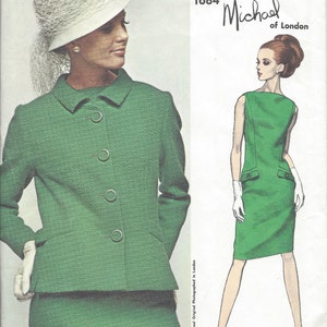 1960s Vintage VOGUE Sewing Pattern B34in DRESS & JACKET (1030) By Michael of London Vogue 1684