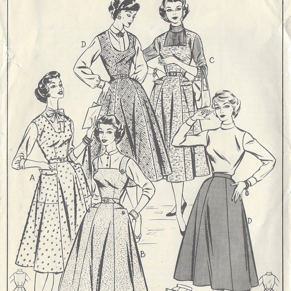 1950s Vintage Sewing Pattern B36in PINAFORE DRESS-SKIRT (R452) By Style 1028