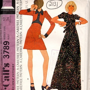 1973 Vintage Symönster KLÄNNING B34in (2131) Av McCalls 3789