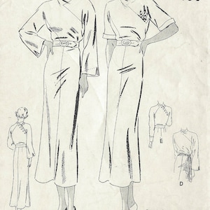 May include: Vintage sewing pattern for a women's or misses' four-gored skirt. The pattern is from Butterick and includes the Deltor. The pattern number is 6647 and the size is 16. The bust size is 34 and the price is 45 cents.