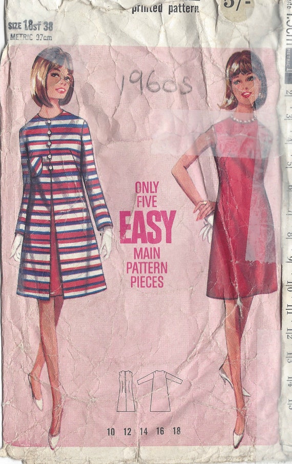 simplicity vintage 1960's evening dress jacket pattern 7348 Sew Over 1960s Coat 1960s Sewing Pattern B38 COAT (R836) Butterick Simplicity 8253 1960's Vintage Shift