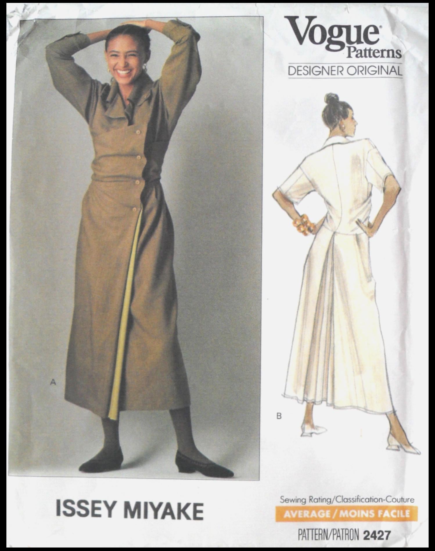 Vintage Issey Miyake VOGUE 2427 Sewing Pattern 1990 Designer Dress