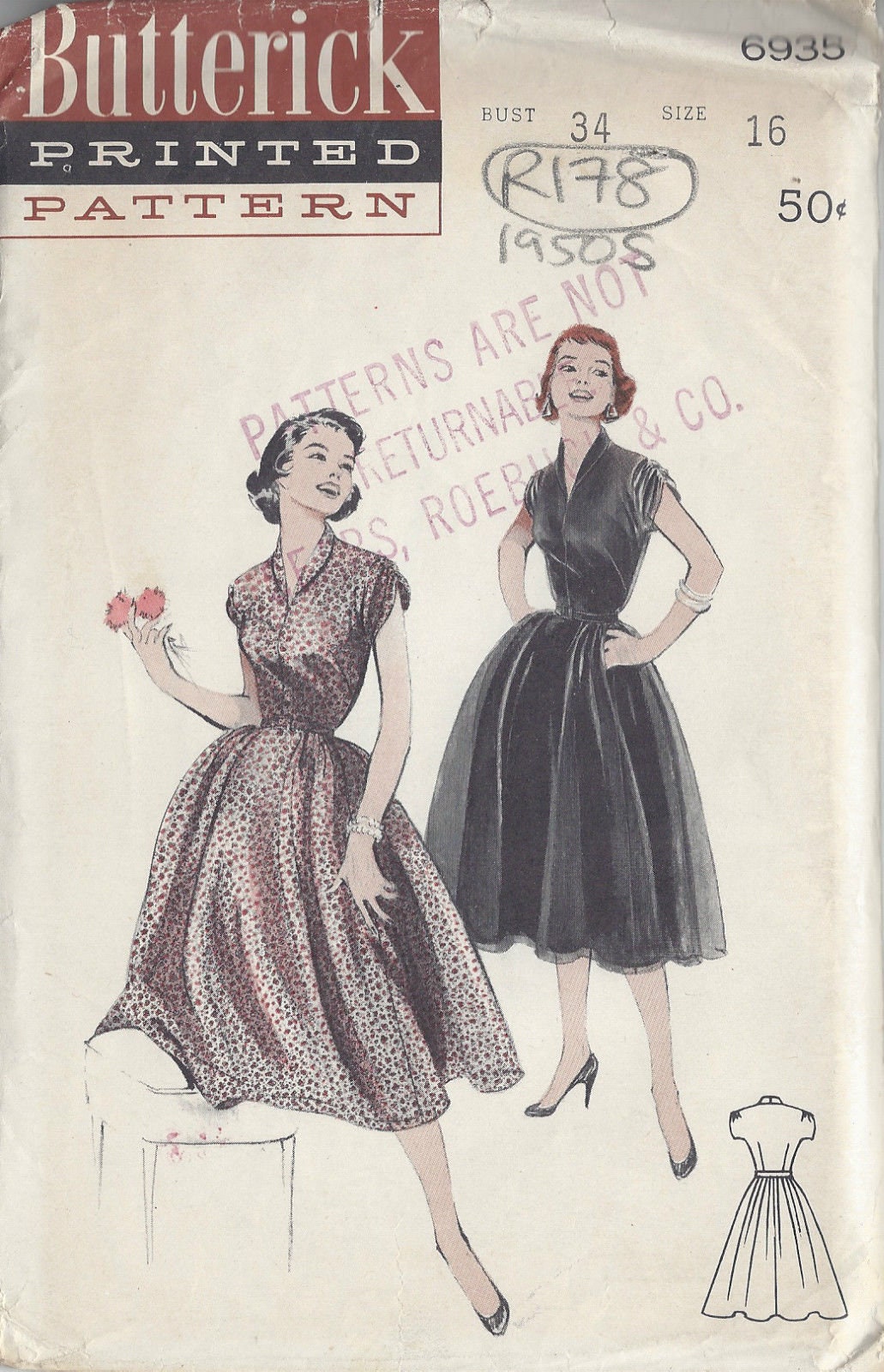 butterick vintage dress patterns 1950s Repro Sewing Pattern: Underbust Bow Dress. 5603 Century Sewing Pattern Butterick Vintage 1960's Retro Shallow