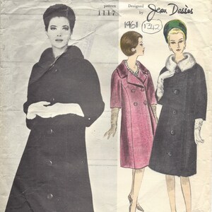 May include: A vintage Vogue Paris Original sewing pattern featuring three women wearing coats. The pattern number is 1117 and the designer is Jean Dessès. The text "1961 1342" is also visible.