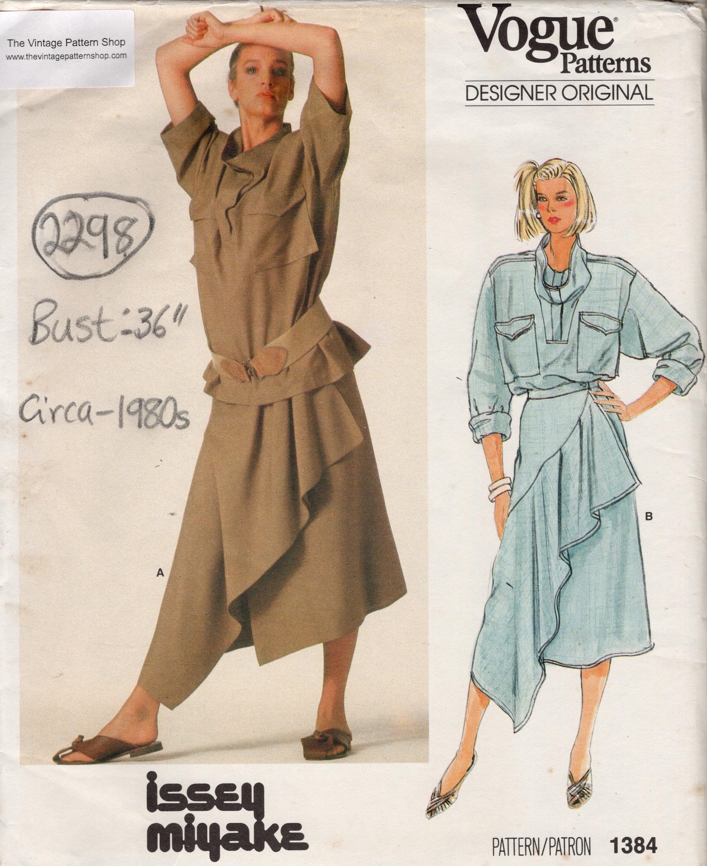 1980s Vintage VOGUE Sewing Pattern (B36″) Top & Skirt (2298) By Issey Miyake VOGUE 1384