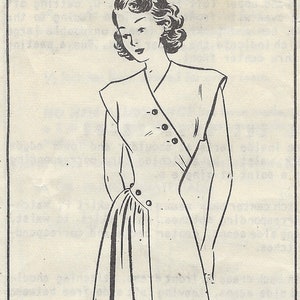 May include: An illustration of a woman wearing a dress, with the text "Aldens PAPER PATTERN" at the top. The dress has a wrap-style bodice with button details and a flared skirt. A smaller dress illustration is at the bottom.