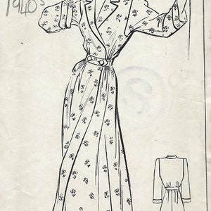 1940s WW2 Vintage Sewing Pattern B38in House COAT DRESSING GOWN (1374) By Style 4772