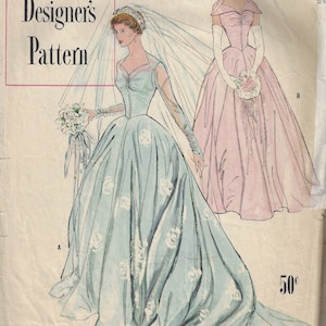 1950 Vintage Sewing Pattern B34 BRIDAL Gown & Bridesmaid DRESS (1763)  Simplicity 8239