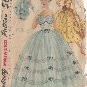 1954 Vintage Sewing Pattern B30&quot; Evening & Day Dress Jacket (R700)  Simplicity 4968