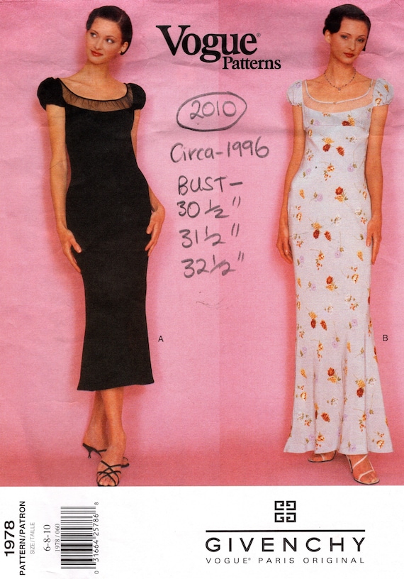 1996 Vintage VOGUE Sewing Pattern B30.5-31.5-32.5 DRESS