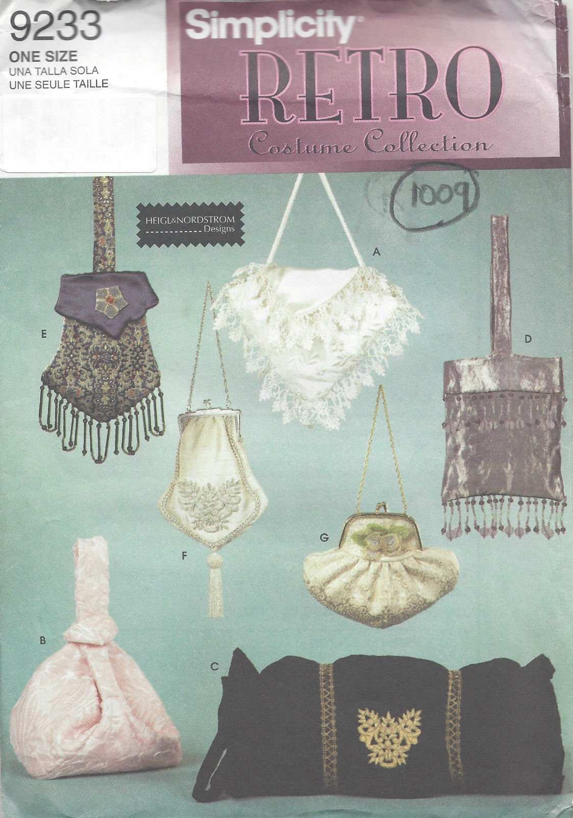 1940s Vintage Sewing Pattern BAGS & MUFF (1009)  Simplicity Retro 9233