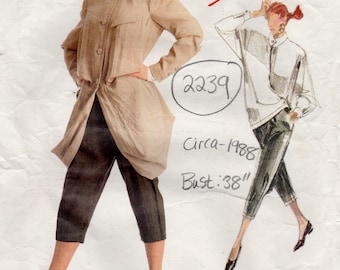 1988 Vintage VOGUE Sewing Pattern (Bust: 38 in) Jacket Top Pants  (2239) By Issey Miyake VOGUE 2010
