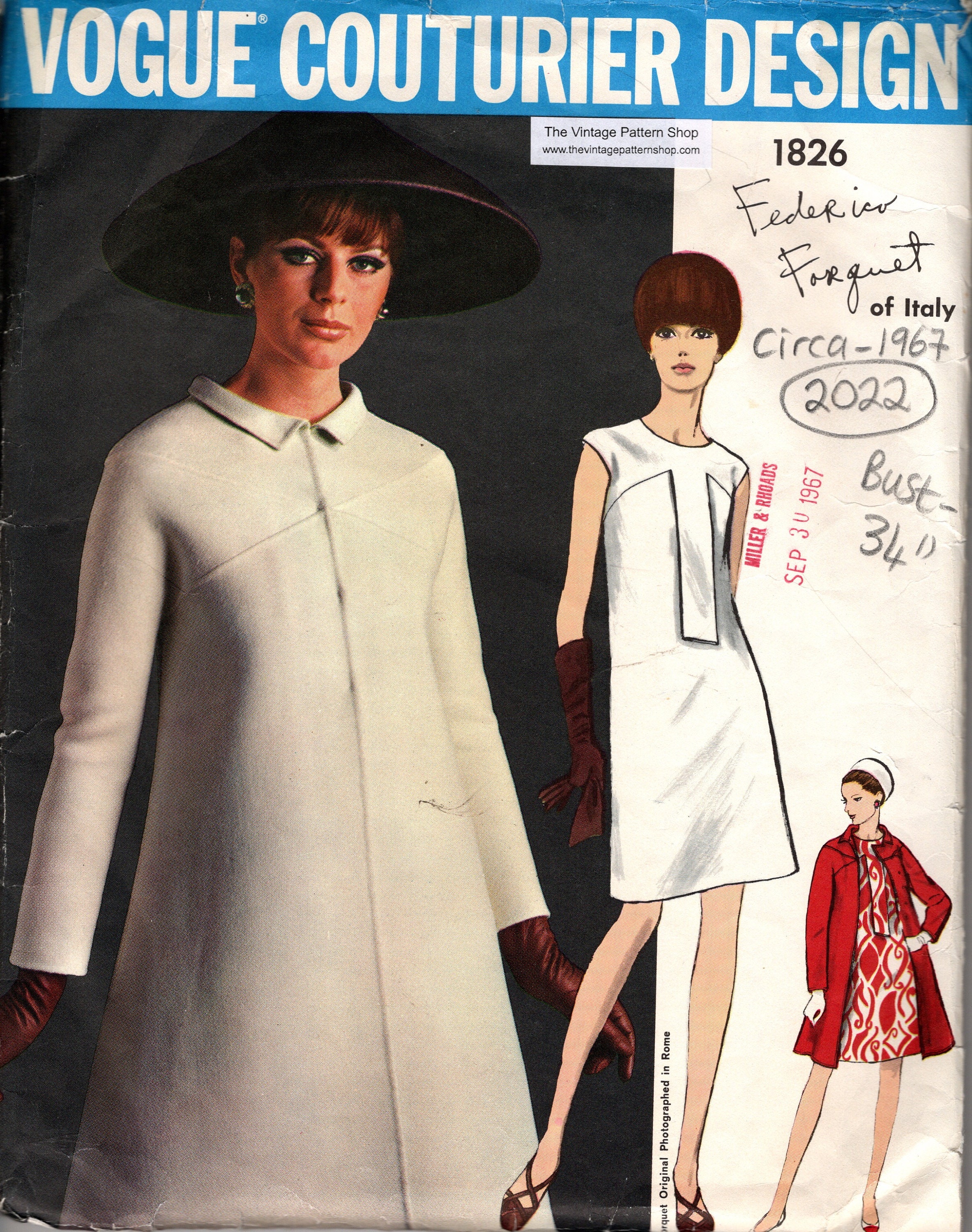 1970 Vintage Sewing Pattern Bust 34in Dress (2046) Style 2978