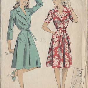 1943 Vintage Sewing Pattern B32" BRUNCH & BEACH COAT (177)  Du Barry 5615