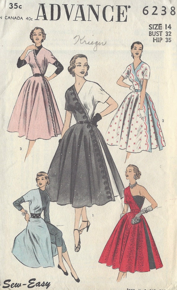 Patron De Robe Vintage Années 50 Simplicity - Taille B36 (35") - Neuf, Non Découpé