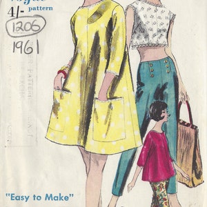 1961 Vintage VOGUE Sewing Pattern B31 Dress BLOUSE PANTS (1206) Vogue 5470