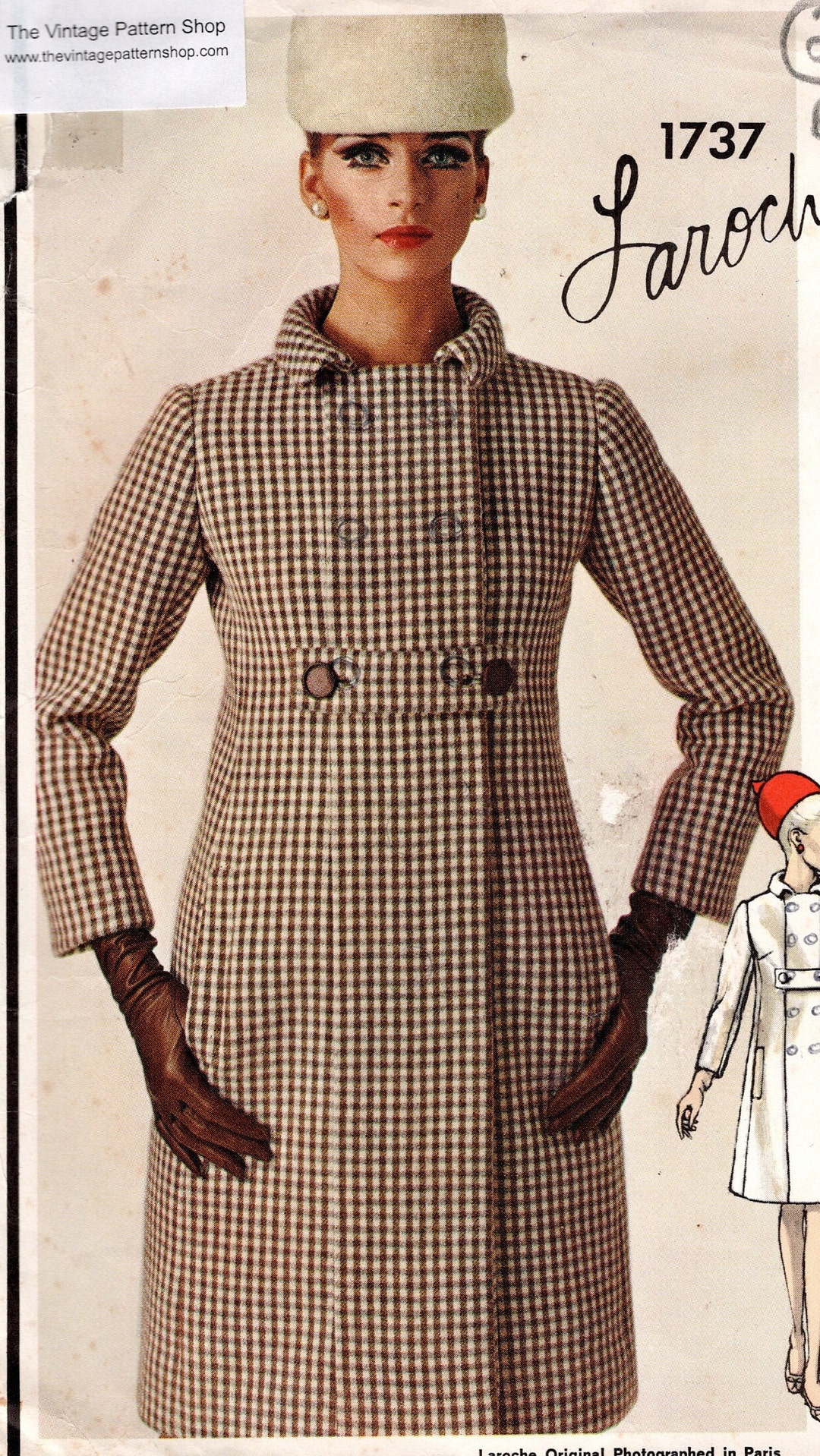 Patron De Couture Vogue Vintage 1967 - Robe Et Manteau - Modèle 1737 - Pièces Non Découpées Neuves