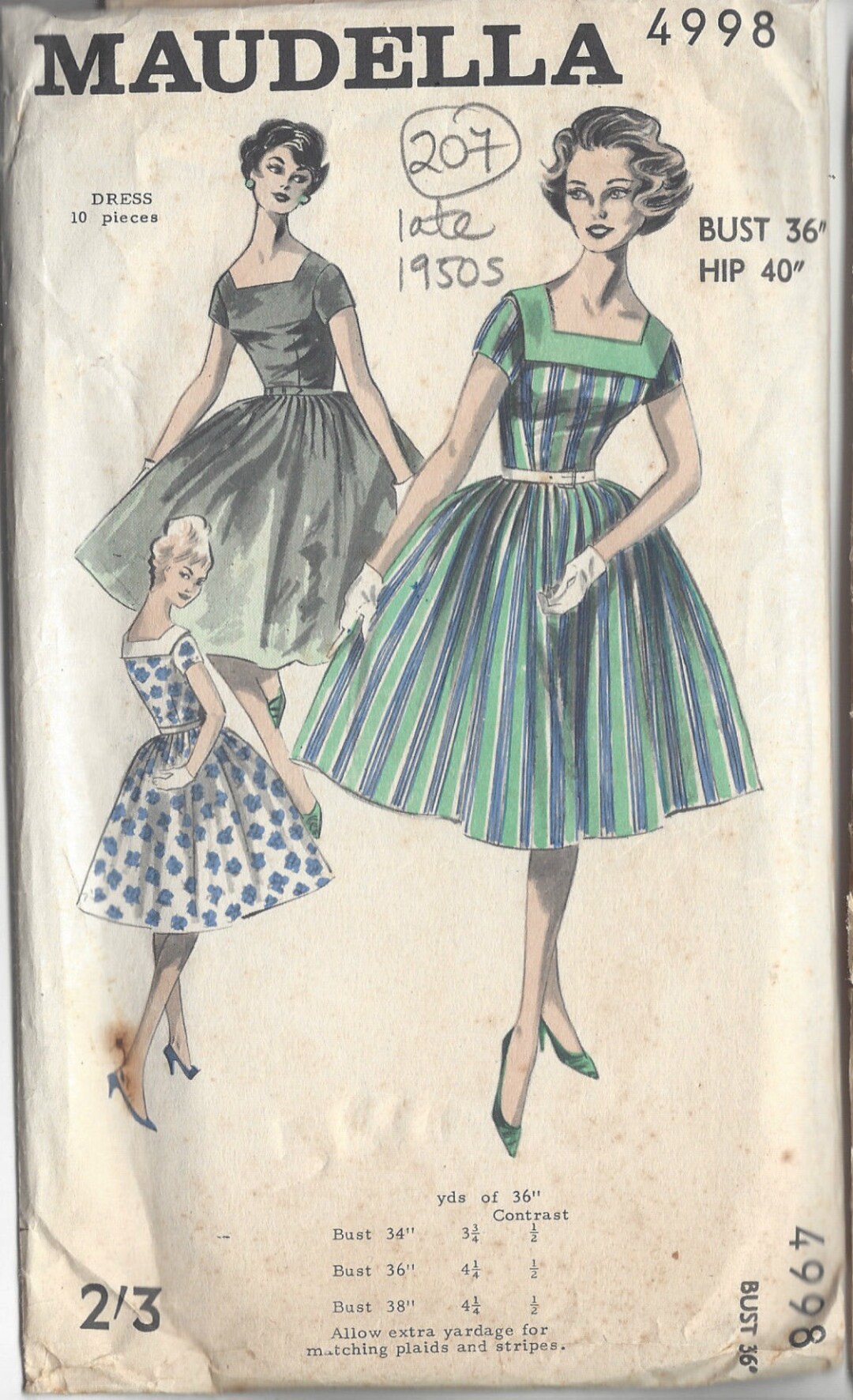 Buy 1950s Vintage Sewing Pattern B36