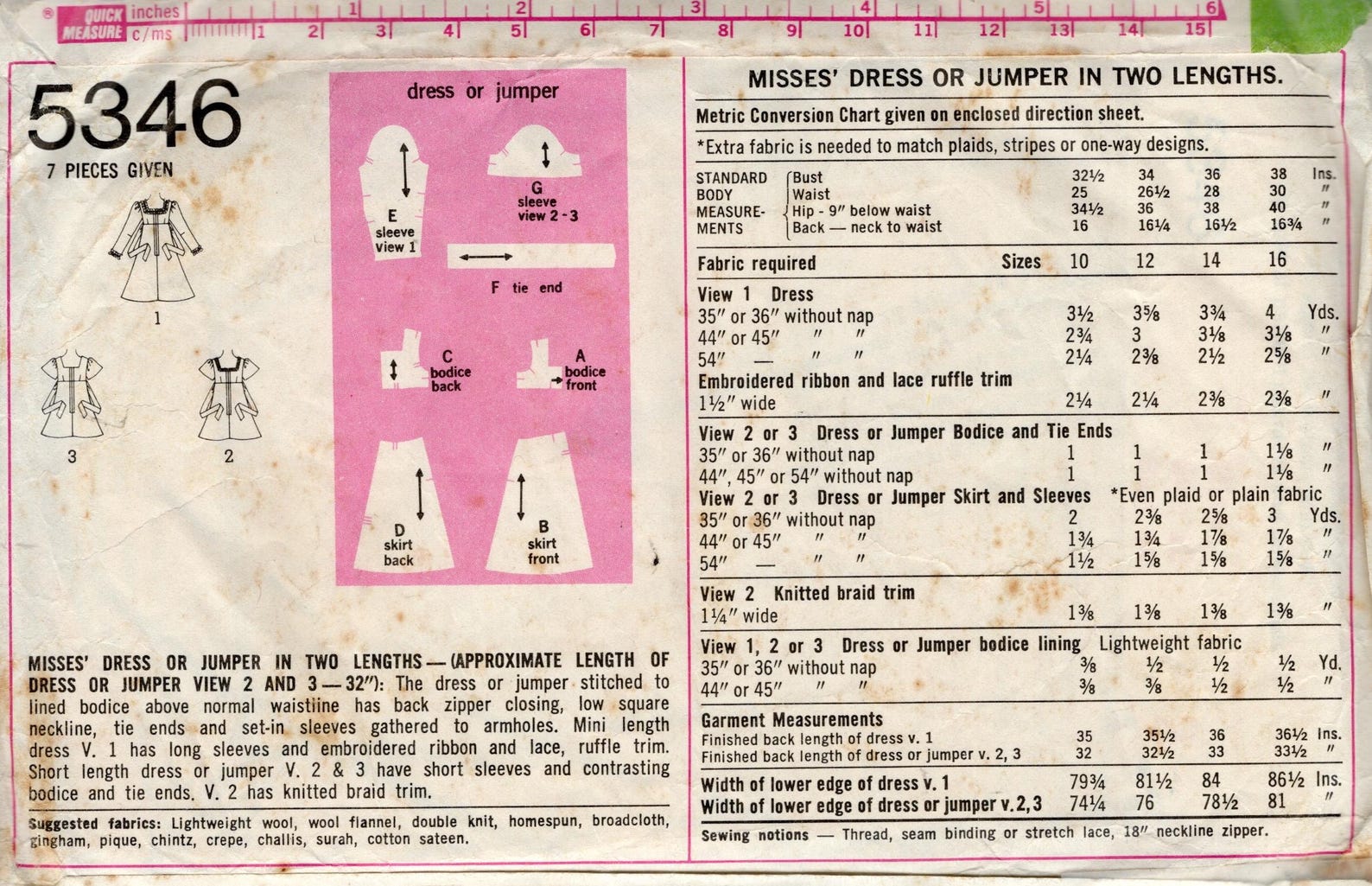 1973 Vintage Sewing Pattern B34