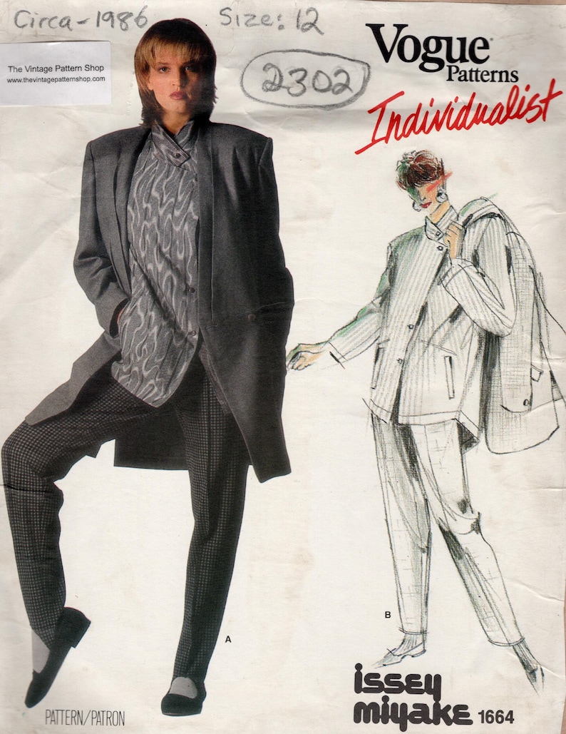 1986 Vintage VOGUE Sewing Pattern (B34″) Jacket Shirt & Pants (2302) by ...